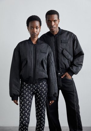 MARINE SERRE RECYCLED MOIRE BOMBER JACKET UNISEX - Bomber-jakk - black