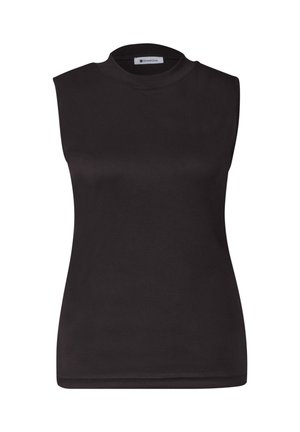 Street One, SILK-LOOK TOP WITH TURTLENECK - Top - black coffee