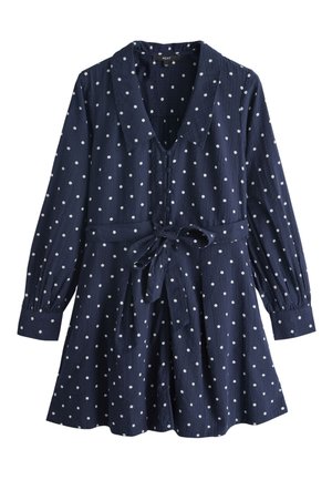Next, TALL FIT - MINI LONG SLEEVE COLLARED - Tričkové šaty - navy white