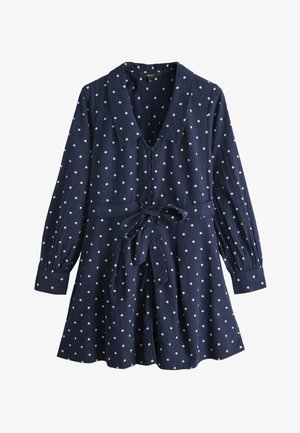 Next, TALL FIT - MINI LONG SLEEVE COLLARED - Tričkové šaty - navy white