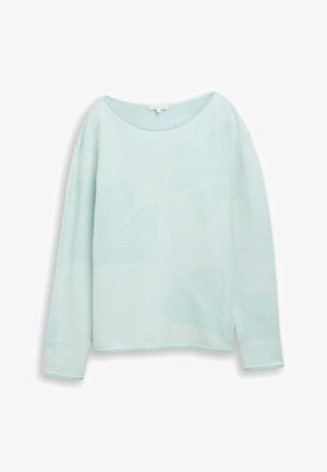 Hellblaues Langarmshirt mit dezenten horizontalen Streifen und rundem Ausschnitt, gefertigt aus strukturiertem Stoff.