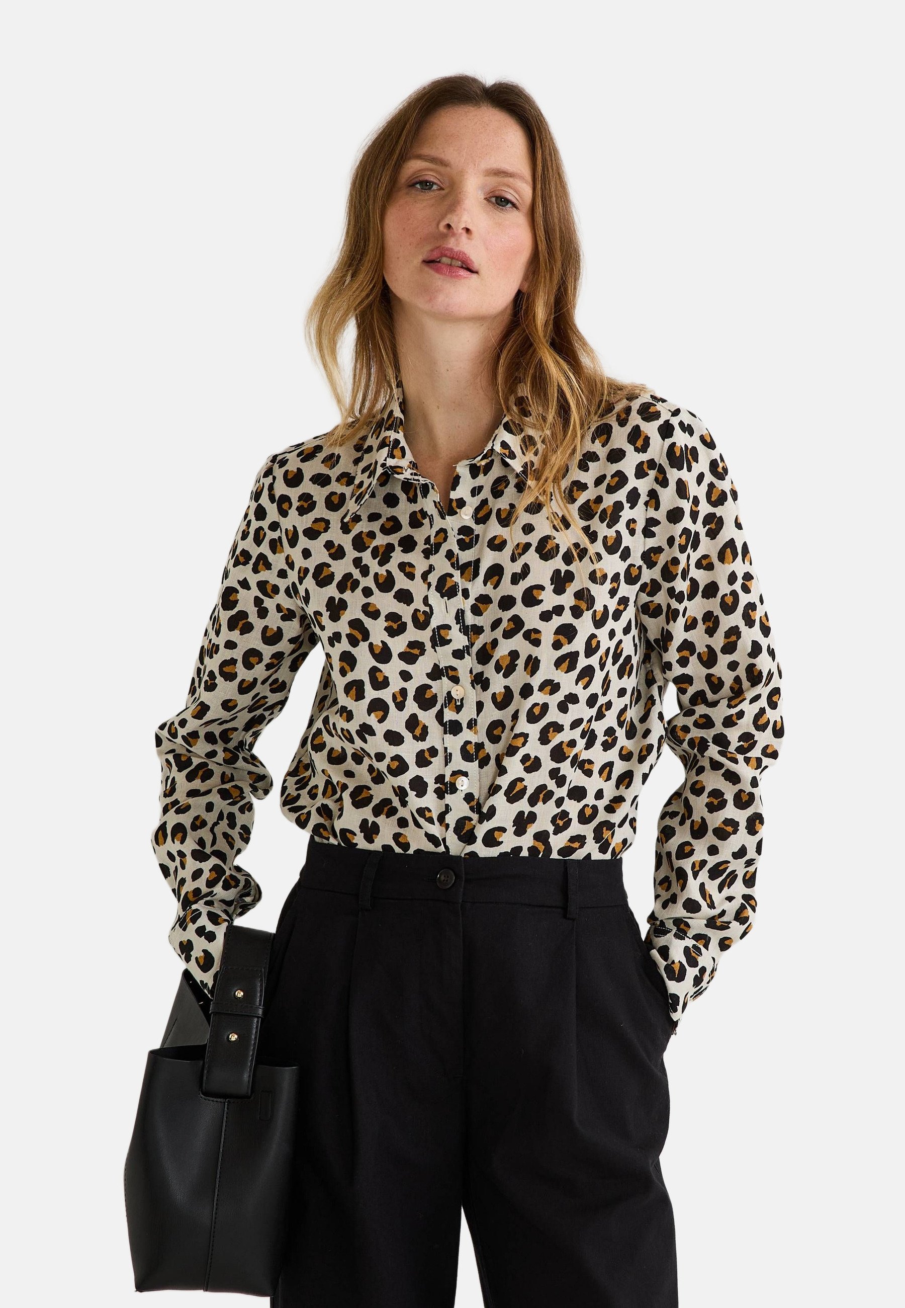 Chemisier Noir Monoprix Taille 44 - Manches Longues, Polyester, Occasion Très Bon état