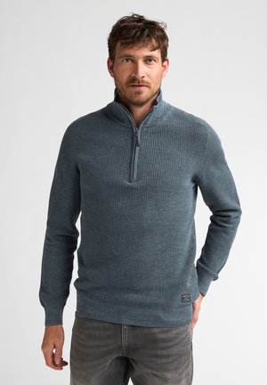 Petrol Industries, MELANGE HALF-ZIP KNIT ROCKFORD - Trui - storm blue