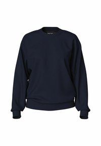 Mörkblå sweatshirt i mjukt tyg, med rund hals, långa ärmar och ribbade muddar och nederkant för en bekväm passform.