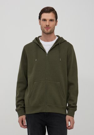 Terranova CON CAPPUCCIO A TINTA UNITA - Felpa con zip - salvia