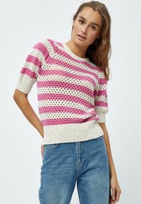 Minus - MIGEORGINA KNIT T-SHIRT. - T-shirts print - super pink stripe Miniaturebillede 1