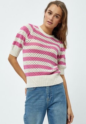 Minus MIGEORGINA KNIT T-SHIRT. - Potiskana majica - super pink stripe