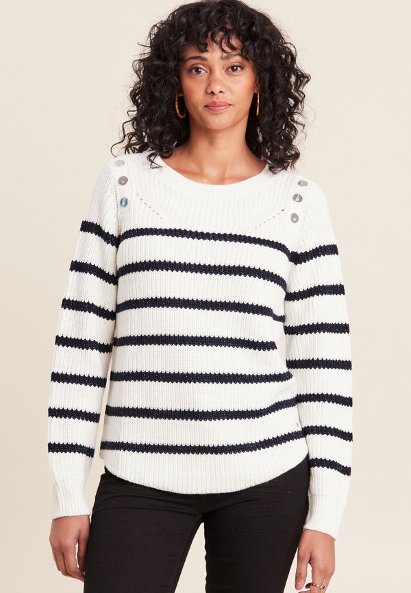 LANGEN ÄRMELN UND RUNDHALSAUSSCHNITT - Strickpullover - blanc