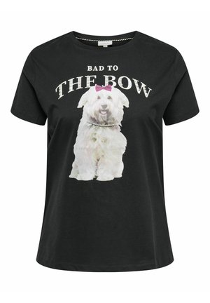 ONLY Carmakoma GESCHNITTEN RUNDHALS TANK - T-shirt imprimé - black