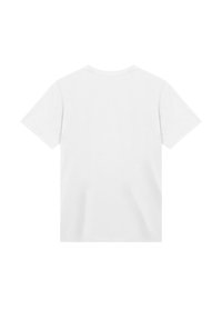 Ein schlichtes, weißes T-Shirt mit kurzen Ärmeln, von hinten gezeigt, mit rundem Ausschnitt und ohne sichtbare Logos oder Designs.