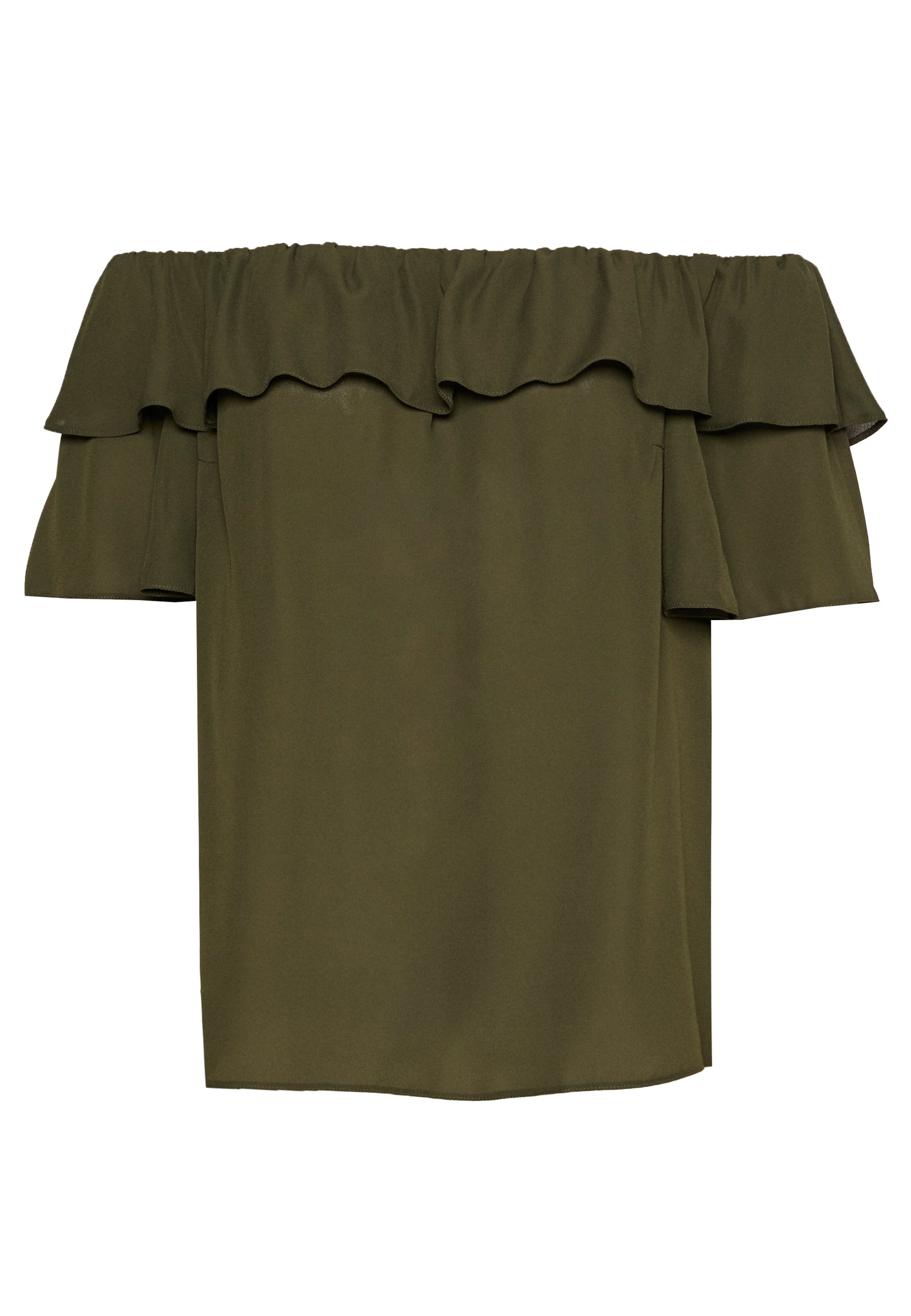 Dorothy Perkins Curve DOUBLE RUFFLE BARDOT Bluser khaki Dorothy Perkins Curve DOUBLE RUFFLE BARDOT - Bluser - khaki