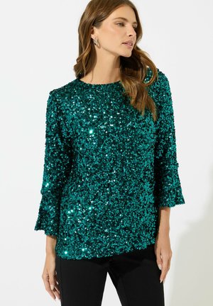 SEQUIN FLUTE SLEEVE - Camicetta - green