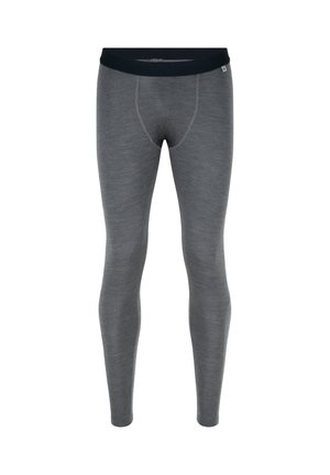 Szare męskie termiczne legginsy z czarnym elastycznym pasem, widocznymi szwami i dopasowanym krojem sięgającym kostek.
