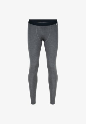 Szare męskie termiczne legginsy z czarnym elastycznym pasem, widocznymi szwami i dopasowanym krojem sięgającym kostek.