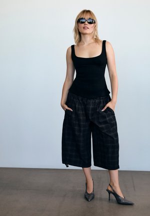 Bershka, STRUCTURED WITH LACE-UP BACK - TOP - Blouse - black