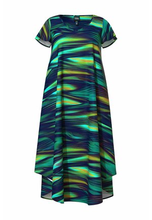 Ulla Popken RIPPLE PRINT CAP SLEEVE - Hverdagskjole - dark blue