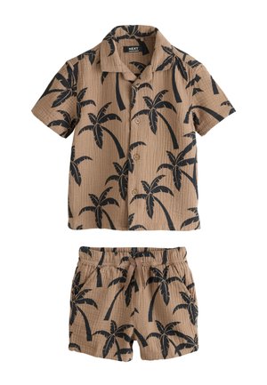 Next REGULAR FIT - SHORT SLEEVE SET - Šortky - brown all over print palm