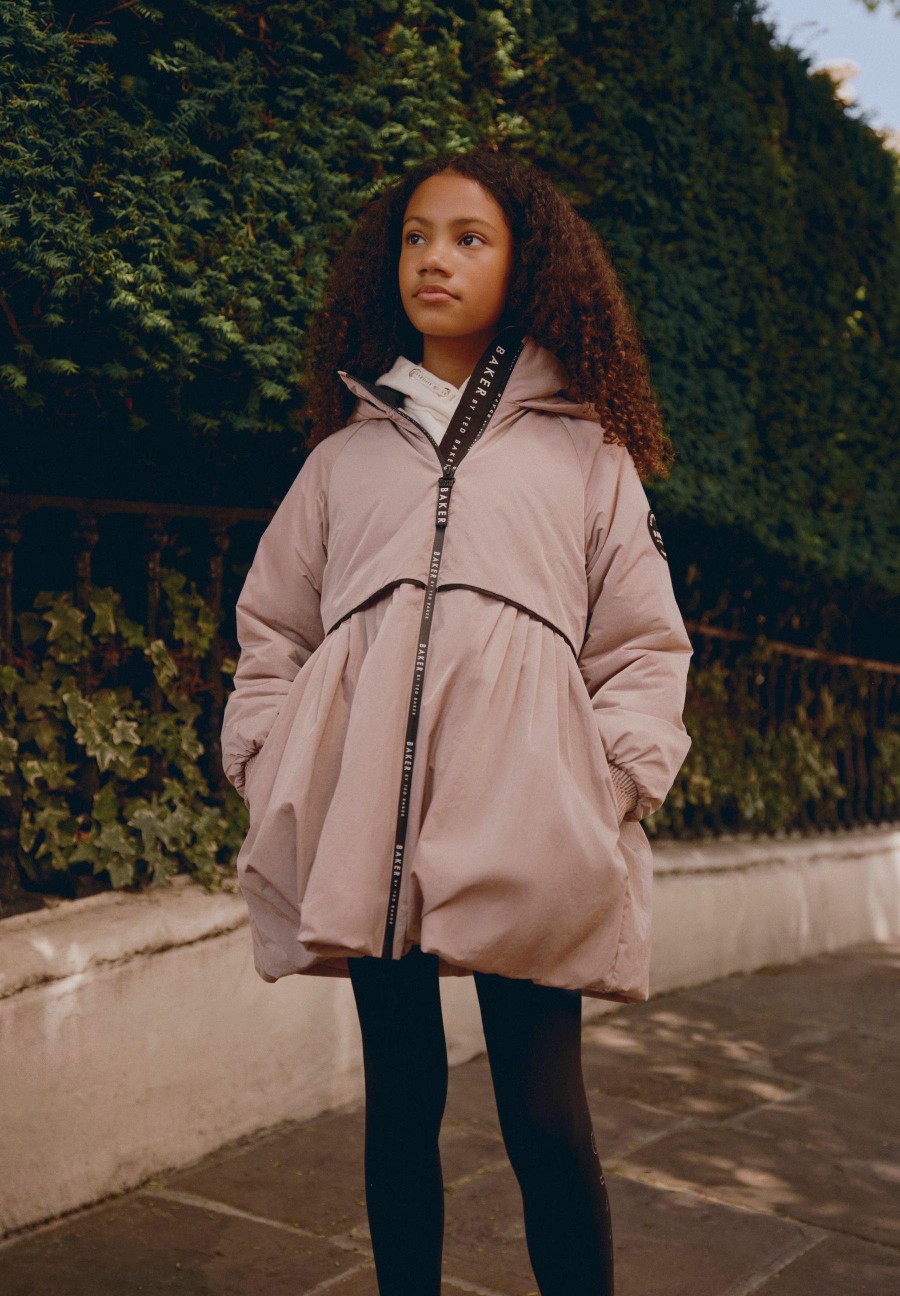 TED BAKER Aラインコート ピンクベージュ Baker by Ted Baker REGULAR FIT - SHOWER RESISTANT PLEATED RAINCOAT