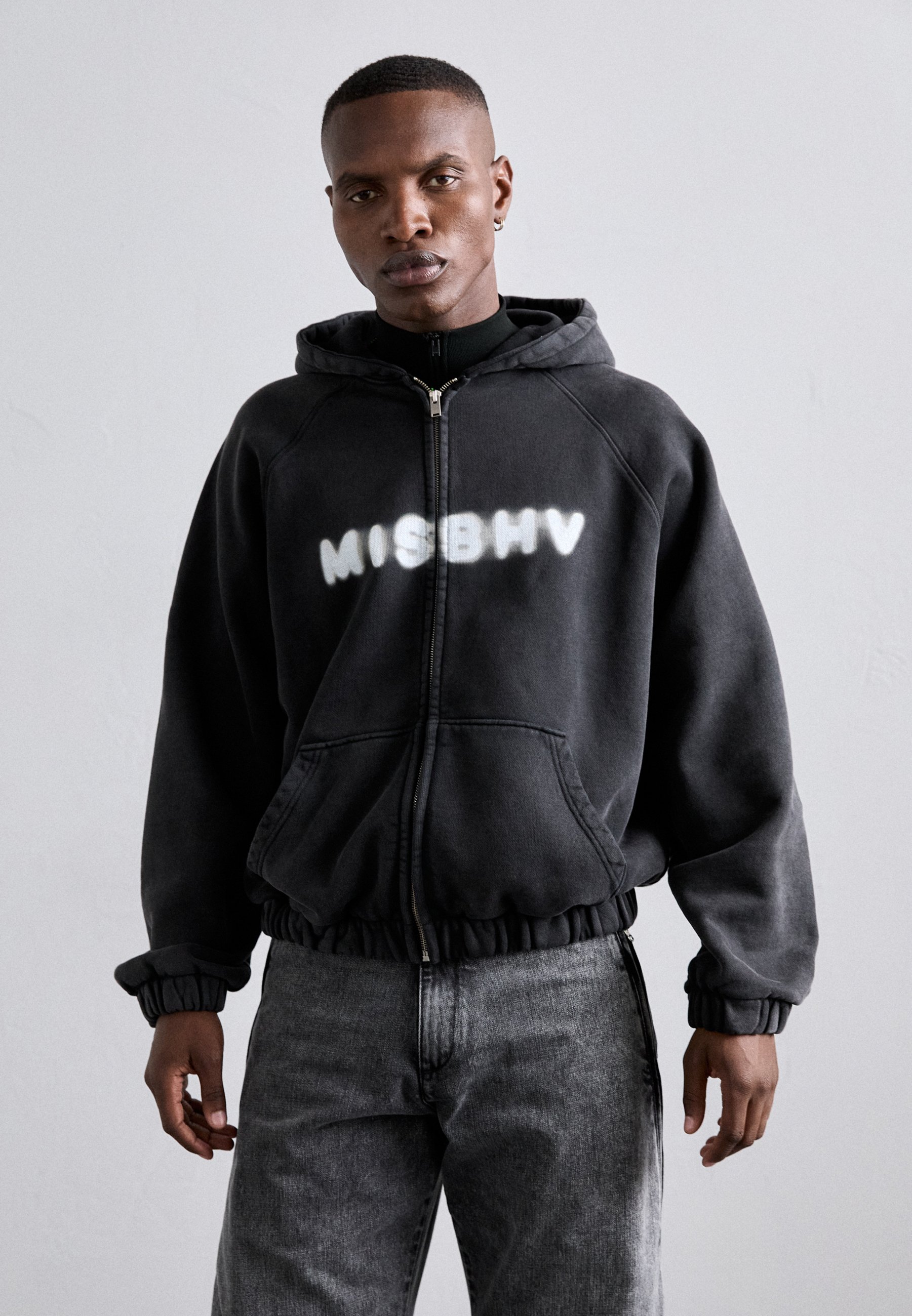 MISBHV WASHED BLACK COMMUNITY ZIPPED HOODIE - Zip-up sweatshirt 