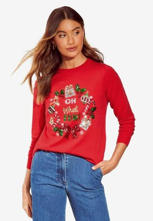 REGULAR FIT - OH WHAT FUN CHRISTMAS - Jersey de punto - red