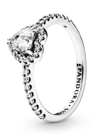 SPARKLING ELEVATED HEART - Ring - silver coloured