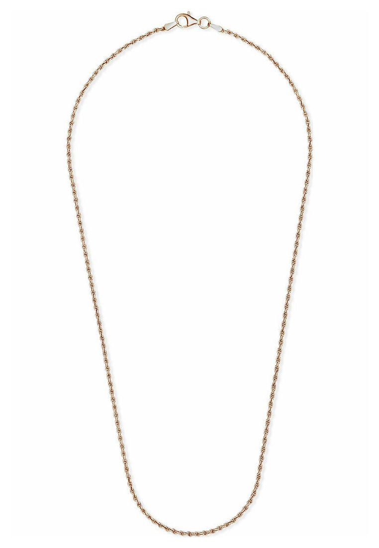 Guldtonet kædetykke med et snoet design, glat tekstur og en sikker lukning med lobster clasp. Elegant og enkelt stil.