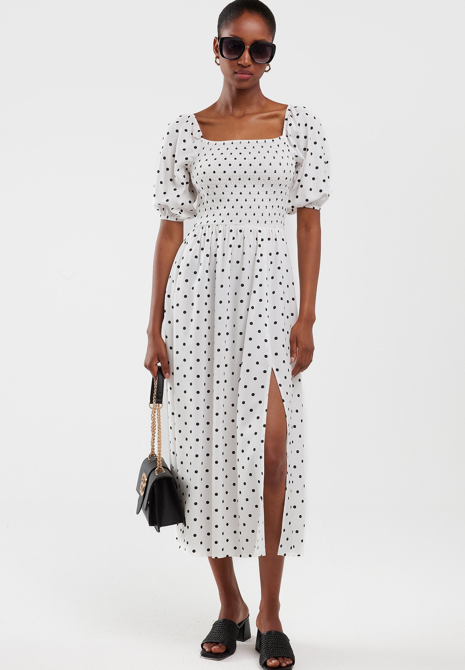 Pois Outfit Vestito Bianco E Nero Big Star Vestito Casual Weiß/bianco