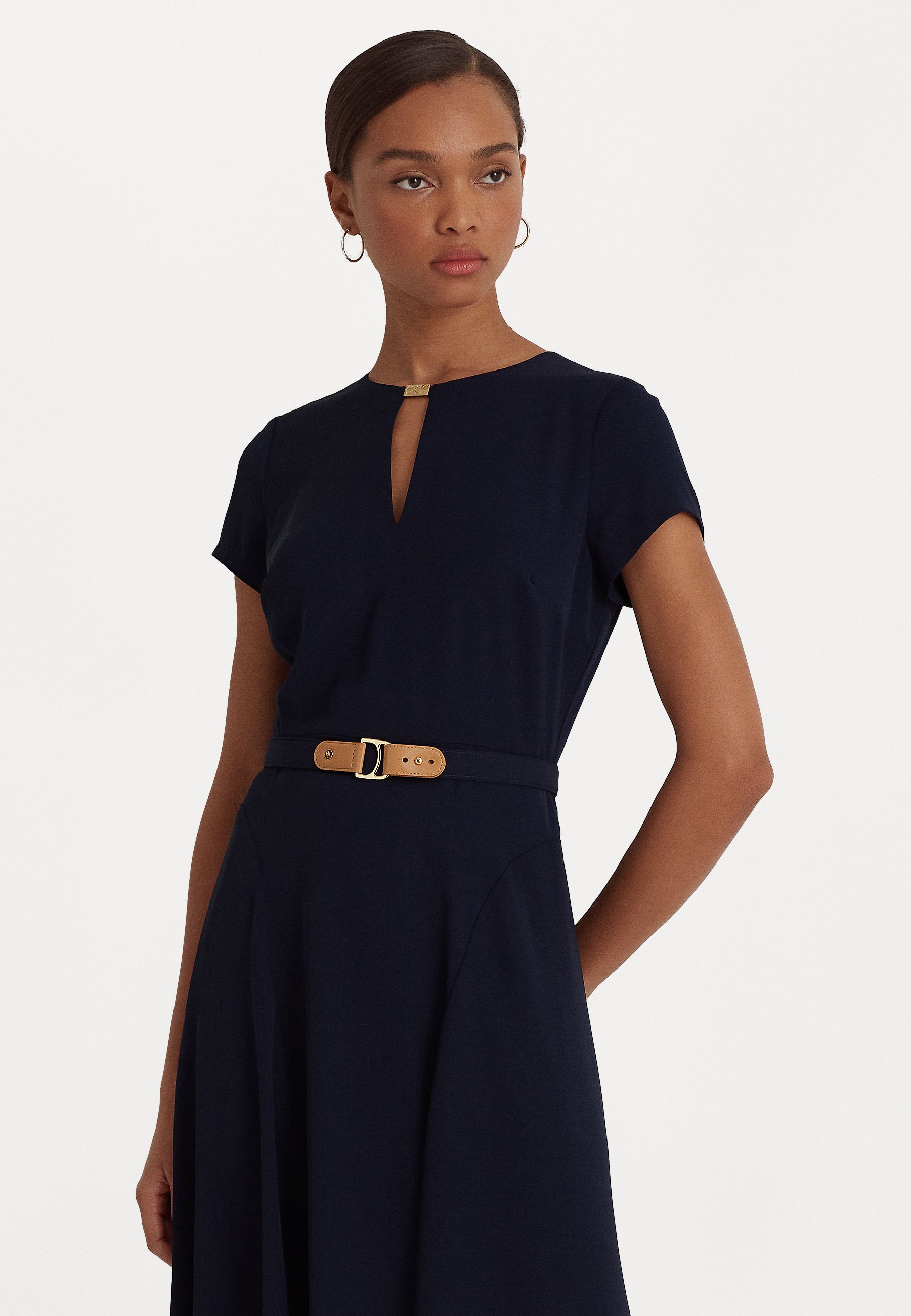 inkt Leonardoda Mediaan Lauren Ralph Lauren BELTED GEORGETTE DRESS - Jurk - lighthouse  navy/donkerblauw - Zalando.nl