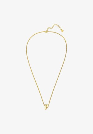 Guldplateret halskæde med en delikat kæde og en lille, buet "P" vedhæng. Har en justerbar lås til længdevariation.