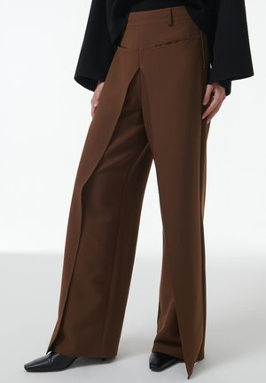 PANEL DETAIL WIDE-LEG - Broek - brown
