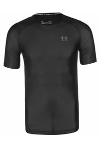 Sort kortærmet Under Armour kompressions T-shirt med rund hals og logo på venstre bryst.