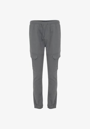 Grau Jogginghosen aus Baumwollmischung, mit elastischem Bund, Seitentaschen und schmal zulaufenden Bündchen. Glatte Textur, lässiges Design.