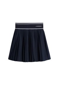 Laivastonsininen plissertu hame, joka on valmistettu kevyestä kankaasta. Hameen ominaisuuksiin kuuluu leveä joustava vyötärö, jossa on valkoisia ja harmaita yksityiskohtia sekä logo.