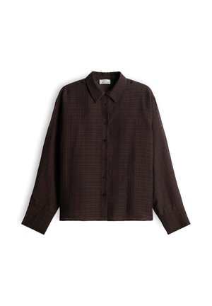 OPUS, RELAXED FIT CHECK PATTERN - Button-down blouse - affogato