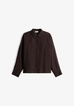 OPUS, RELAXED FIT CHECK PATTERN - Button-down blouse - affogato