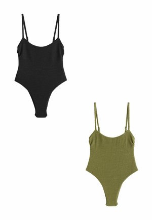 Self. HIGH LEG SCOOP TUMMY CONTROL 2 PACK - Kopalke - black green crinkle