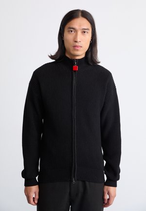 FISHERMAN ZIP UP - Chaqueta de punto - black
