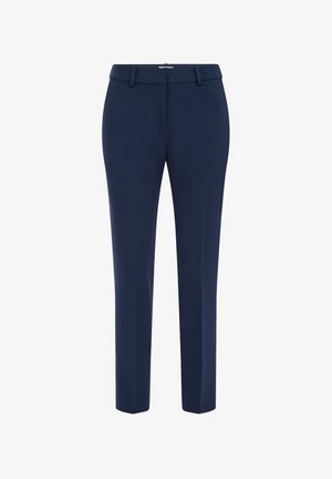 Pantaloni eleganti in blu navy, con passanti per cintura, taglio slim fit e gamba dritta.