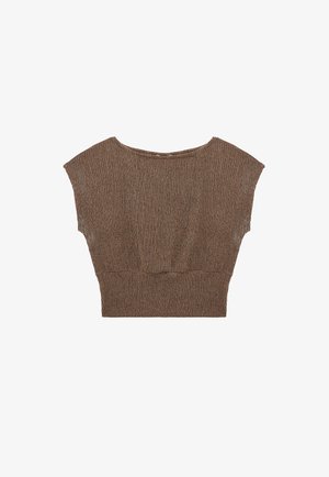 Koton, SLEEVELESS CROP BLOUSE . - Camicetta - brown