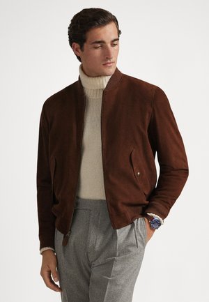 SUEDE FLIGHT JACKET - Kožená bunda - cooper brown