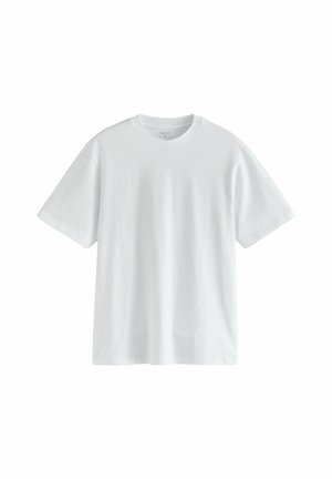 Witte katoenen t-shirt met korte mouwen, een ronde halslijn en een recht model. Glad textuur zonder zichtbare patronen of accenten.