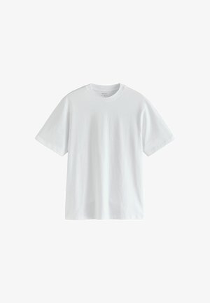 Witte katoenen t-shirt met korte mouwen, een ronde halslijn en een recht model. Glad textuur zonder zichtbare patronen of accenten.