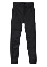 Zwarte broek van een katoenmix met een rechte snit, een klassieke vijfzakkenontwerp, en een ritssluiting met een knoopsluiting.