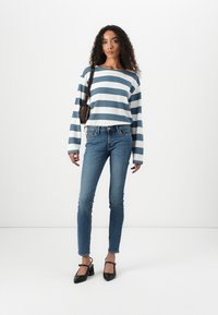 TOM TAILOR DENIM STRIPED WITH BUTTONS - Long sleeved top - dusty blue/white