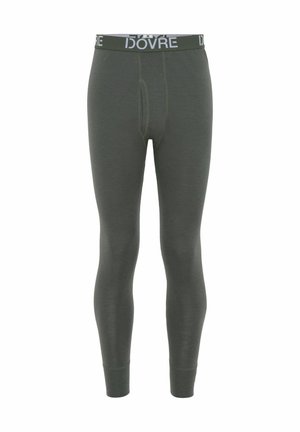 Mörkgröna långkalsonger med en åtsittande design, tillverkade av ett mjukt material. Har en svart midjeband med "DOVRE" tryckt i vitt.