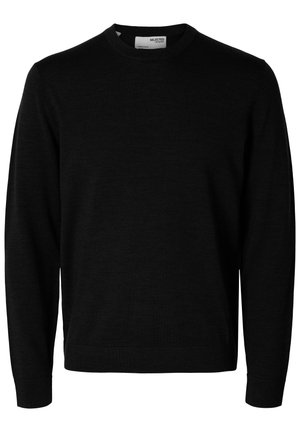 Selected, crewneck 100% Merino Wool - Svetrík - black