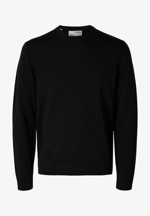 Selected, crewneck 100% Merino Wool - Svetrík - black