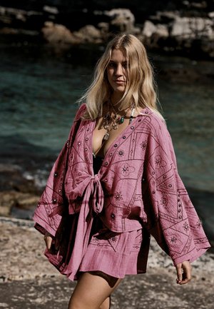 Next, REGULAR FIT - EMBROIDERED MIRROR DETAIL TIE FRONT TOP - Leichte Jacke - rose pink