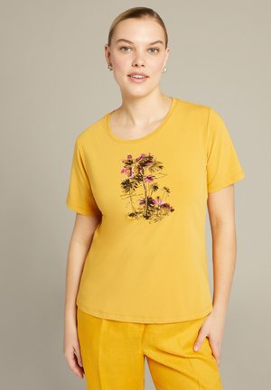 GIROCOLLO MANICA CORTA RICAMATA - Camiseta estampada - giallo