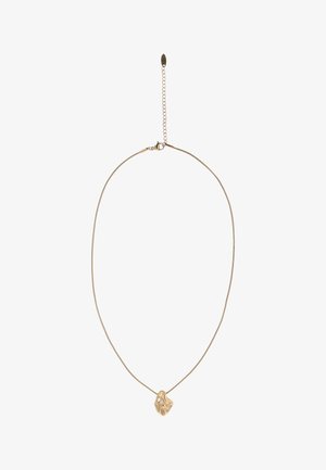 Fijne gouden kettinkje met verstelbare sluiting en een abstract, onregelmatig gevormd gouden hangertje in het midden.